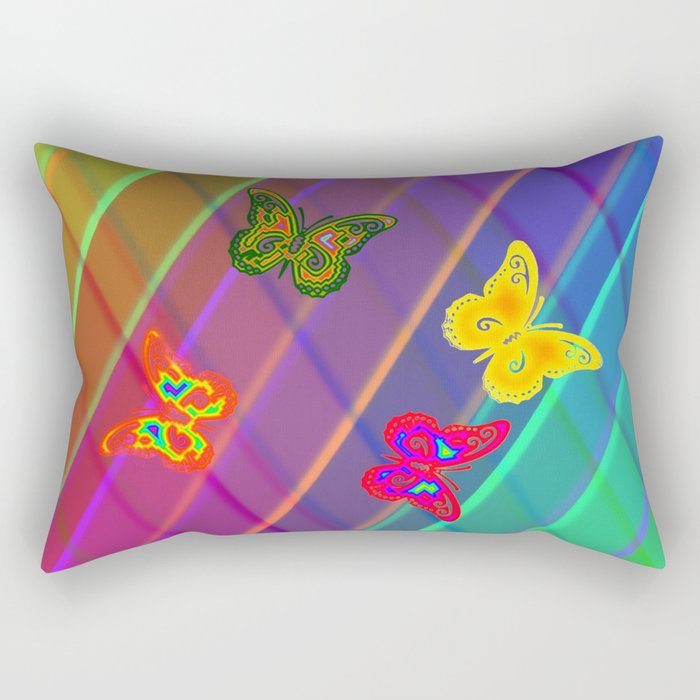 Butterflies over canvas Rectangular Pillow