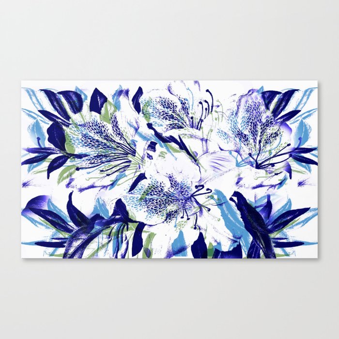 Royal Blue Floral Abstract Canvas Print By Judypalkimas Society6