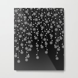 Hanging garden, floral design in black and white, nature print Metal Print | Blossoming, Digital, Garden, Swinging, Lineart, Plants, Blossom, Simple, Minimal, Black And White 