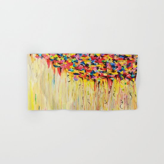 OPPOSITES LOVE Raining Sunshine - Bold Bright Sunny Colorful Rain Storm Abstract Acrylic Painting Hand & Bath Towel