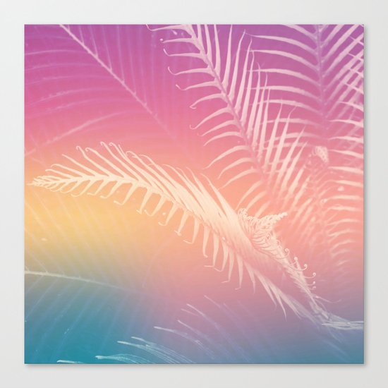 Gradient Tropical leaves Canvas Print