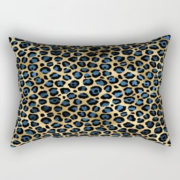 Blue And Gold Leopard  Rectangular Pillow