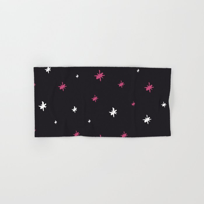Hand Painted Black Pink White Modern Abstract Stars Hand Bath