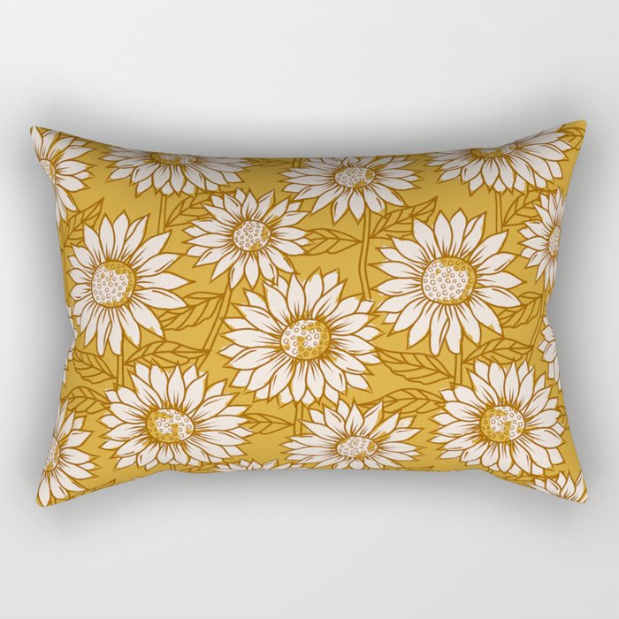 Golden Sunflowers Rectangular Pillow