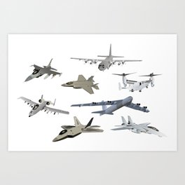 US Military Airplanes Art Print