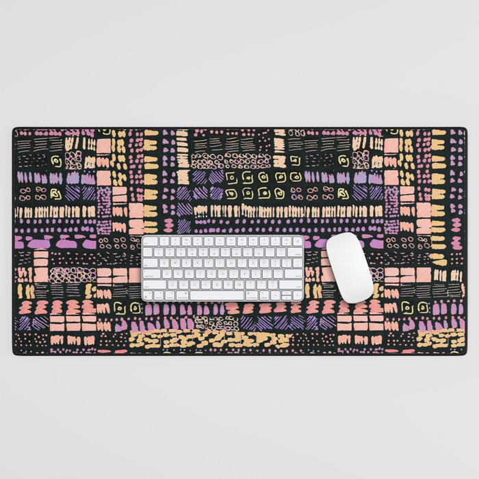 pink and orange ink marks hand-drawn collection Desk Mat