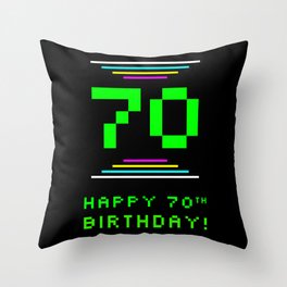 [ Thumbnail: 70th Birthday - Nerdy Geeky Pixelated 8-Bit Computing Graphics Inspired Look Throw Pillow ]