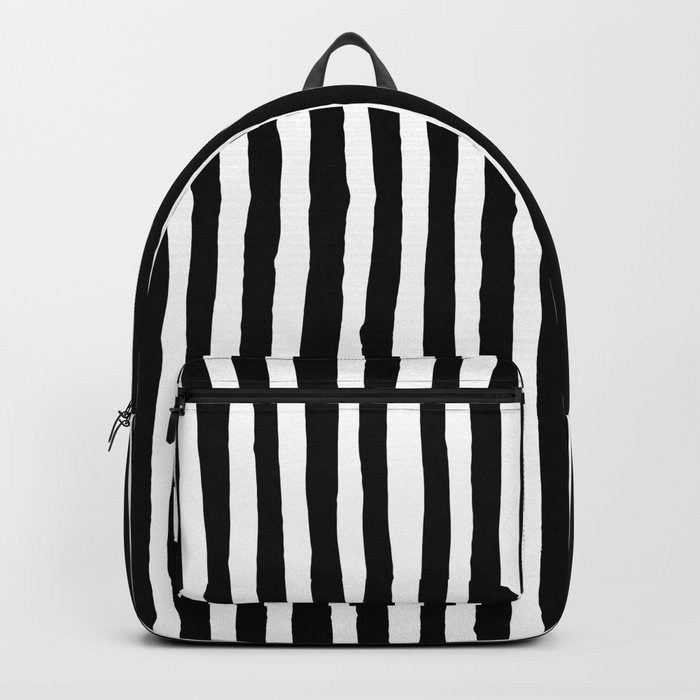 White Vertical Stripes Backpack 