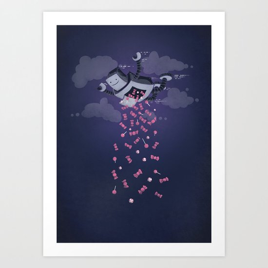 Oh, Happy Day! (on blue) Art Print