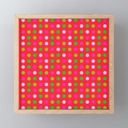 Festive Cheerful Polka Dots Modern Geometric Mini Circle Retro Colorful Pastel Pink Green Red Retro Scandi Minimalist Bright Bold Pattern Framed Mini Art Print