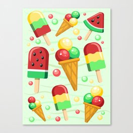 Ice Cream Fruity Juicy and Fresh Summer Pattern Canvas Print