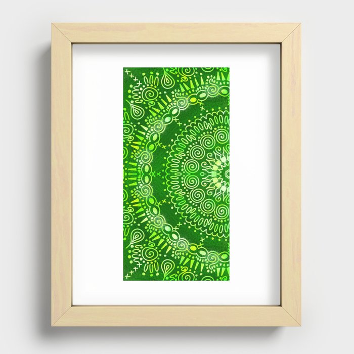 Bright Grass Green Mandala Recessed Framed Print