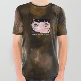 Brown Tie Dye With Graphic Art All Over Graphic Tee