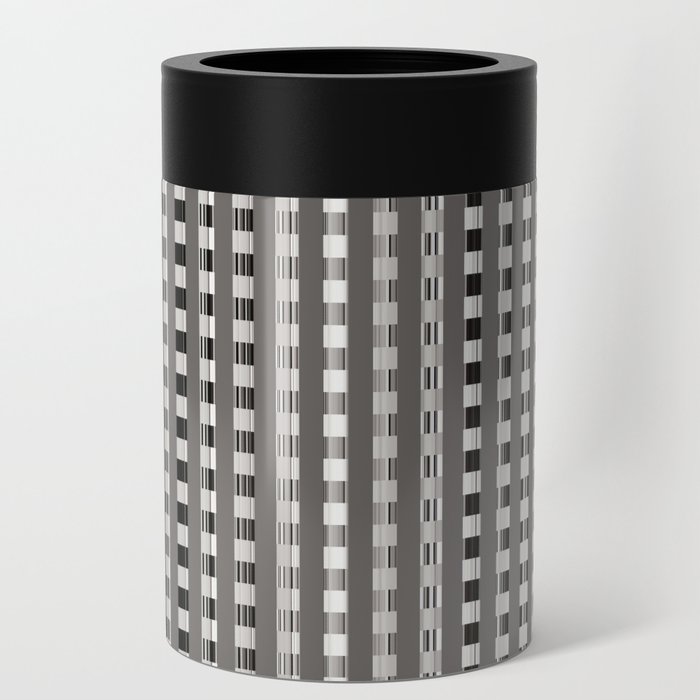 Black and Latte Brown Checkered Art Pattern Can Cooler