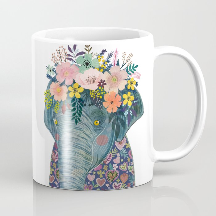 Elephant with flowers on head Coffee Mug