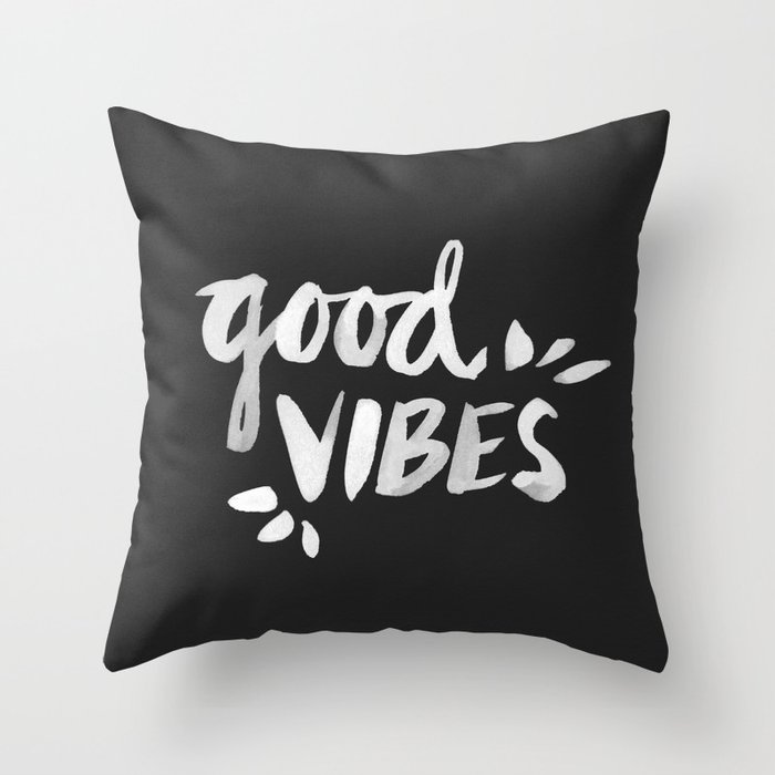Good Vibes – White Ink Throw Pillow