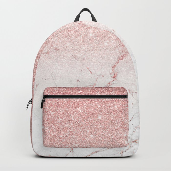 Rose Glitter Pink Marble Backpack