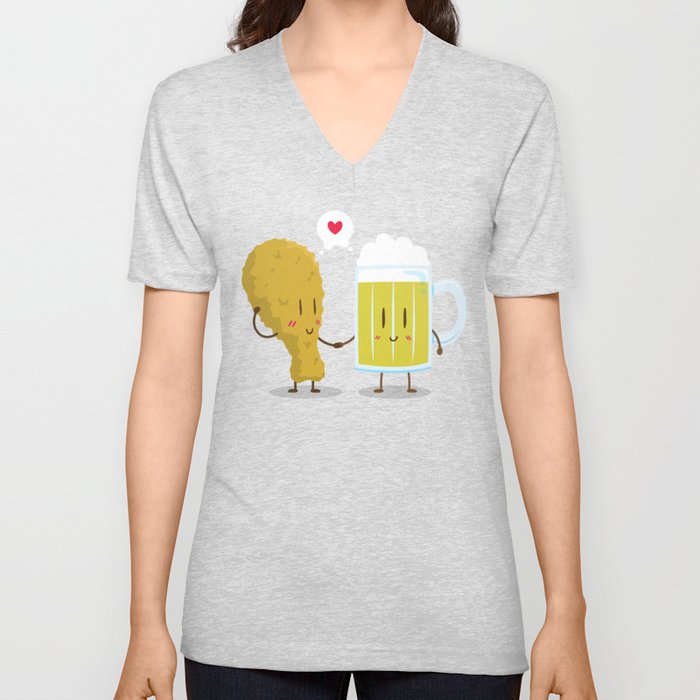 Fried Chicken + Beer = Love V Neck T Shirt