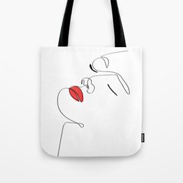 Women with Red Lipstick Tote Bag