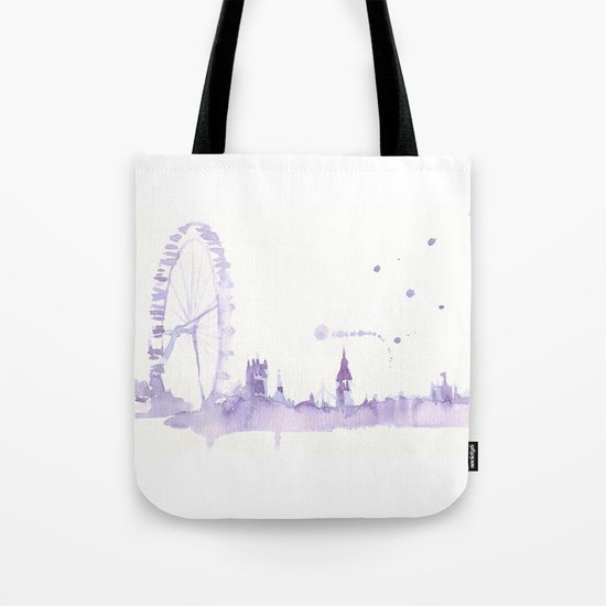 Watercolor landscape illustration_London Eye Tote Bag
