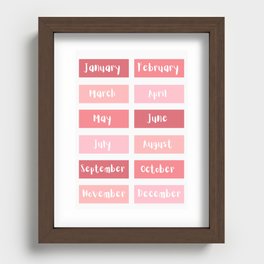 Months of the Year - Pink Recessed Framed Print