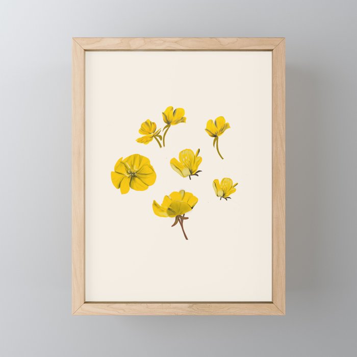 Yellow Tiny Flowers Framed Mini Art Print
