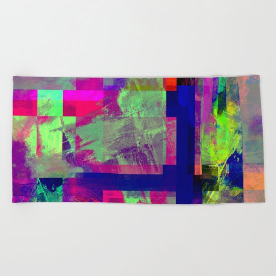 Pastel Geometry X - Abstract, goemetric, pastel coloured, textured artwork Beach Towel