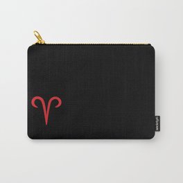 Aries the Ram Zodiac Red on Black Carry-All Pouch