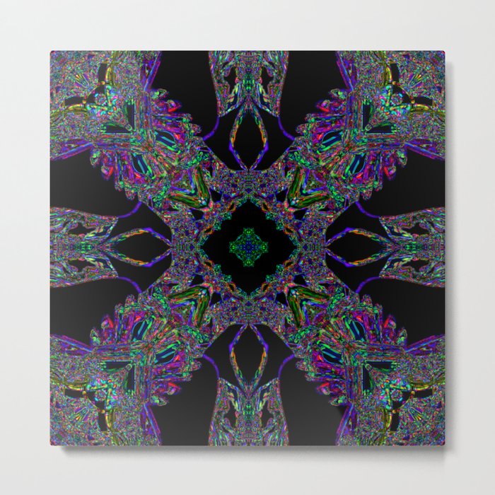 Kaleidoscope pattern on black Metal Print