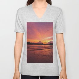 Ocean Beach Sunset V Neck T Shirt