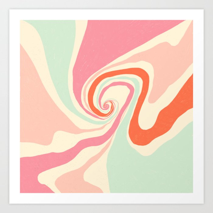 Retro Rainbow Swirl Art Print