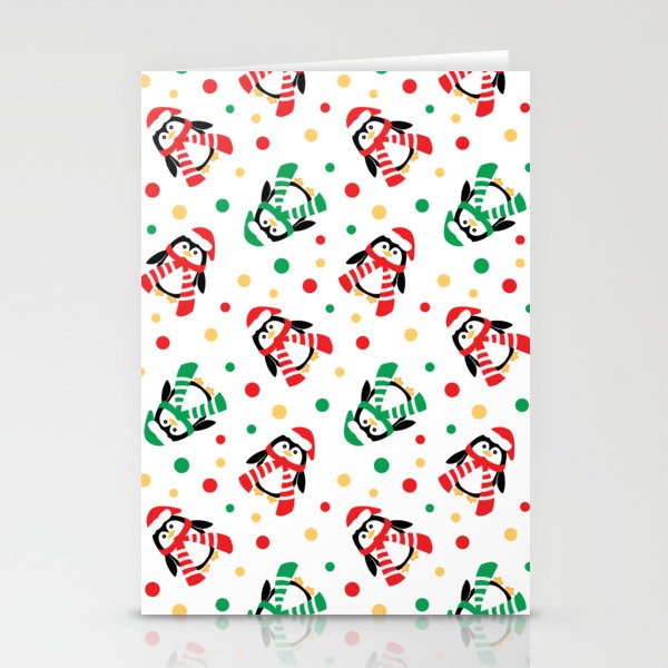 Christmas Penguins and Polka Dots Stationery Cards