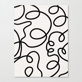 Mid Century Modern Print Black And White Abstract Wall Art Brush Strokes Lines Shapes Abstract Decor Canvas Print