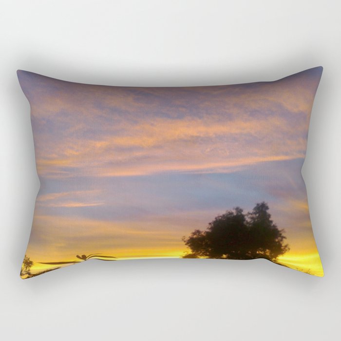 Mexico Photography - Trees Under The Beautiful Yellow Sunset Rectangular Pillow