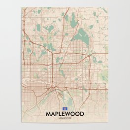 Maplewood, Minnesota, United States - Vintage City Map Poster