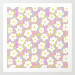 Spring Holo Marble Floral Art Print
