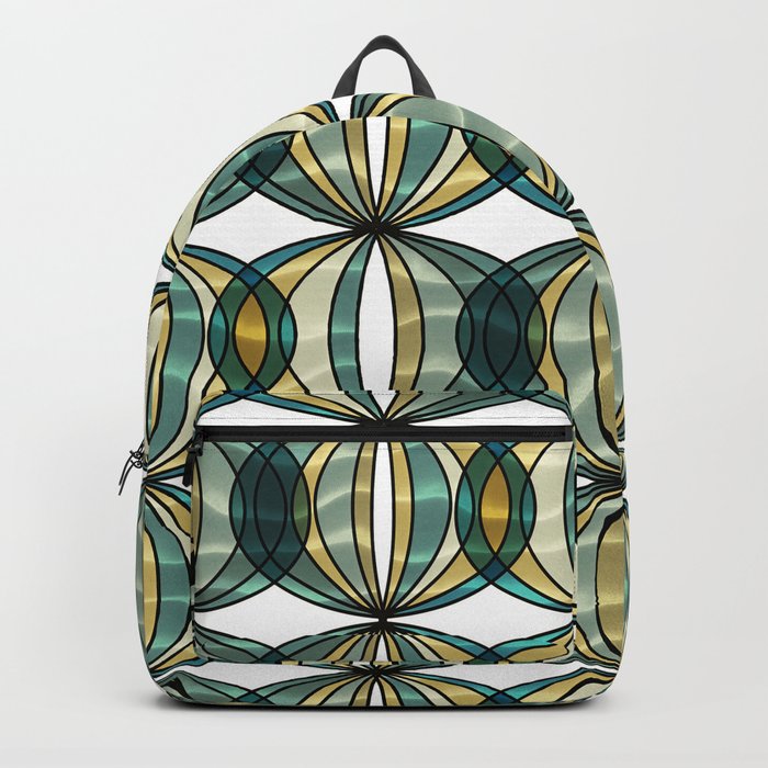 Retro Pattern in Green Circles and Figure Eights Backpack