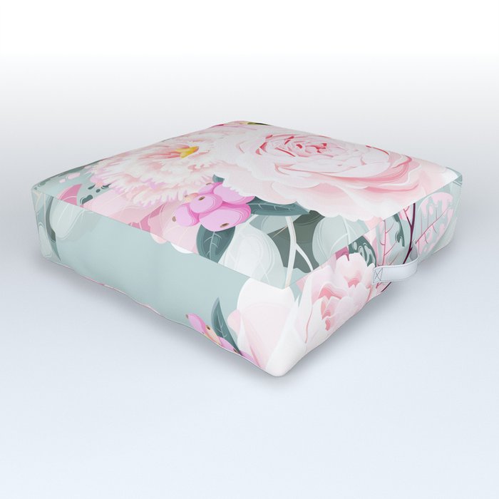 Pastel Pink Floral Morning Mists Outdoor Floor Cushion
