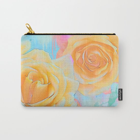 Pastel roses on an abstract water colour background Carry-All Pouch