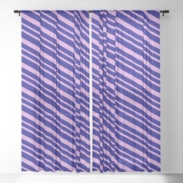 [ Thumbnail: Blue & Plum Colored Striped Pattern Sheer Curtain ]