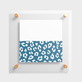 White Leopard Print Lace Horizontal Split on Petrol Blue Floating Acrylic Print