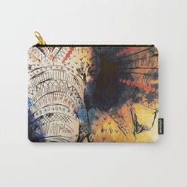 Watercolor elephant & mandala art Carry-All Pouch | Digital, Paint, Animal, Watercolor, Oil, Ink, Cultural, Color, Elephant, Mandala 