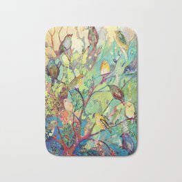 i am the place of refuge Bath Mat | Tree, Contemporary, Acrylic, Family, Bird, Flock, Refuge, Modern, Painting, Nature 