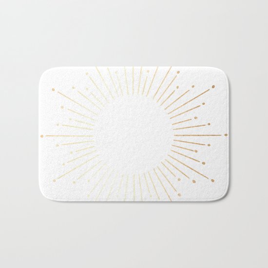 Sunburst Gold Copper Bronze on White Bath Mat