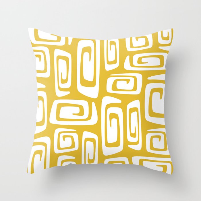 Mid Century Modern Cosmic Abstract 713 Yellow Throw Pillow