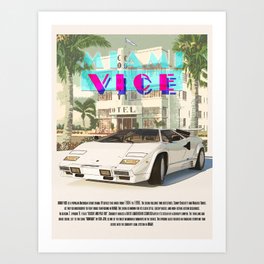 Cars and Classics - White comet of Miami Art Print