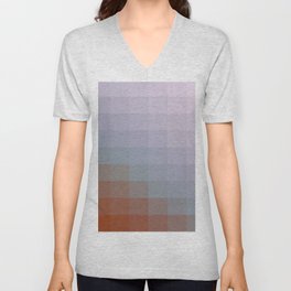 geometric pixel square pattern abstract background in brown V Neck T Shirt