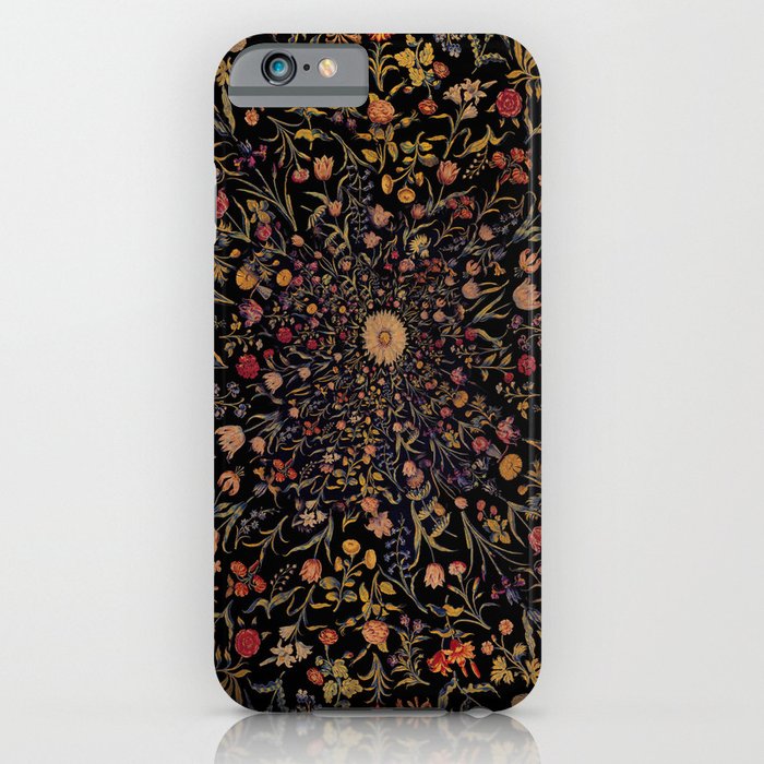 medieval flowers on black iphone case