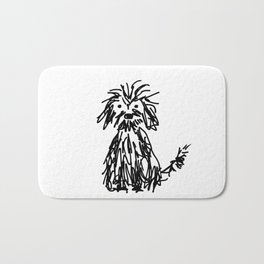 Doggy day Bath Mat | Spoodle, Dogpeople, Mutt, Animal, Shaggy, Drawing, Blackandwhite, Doggy, Illustration, Animallovers 