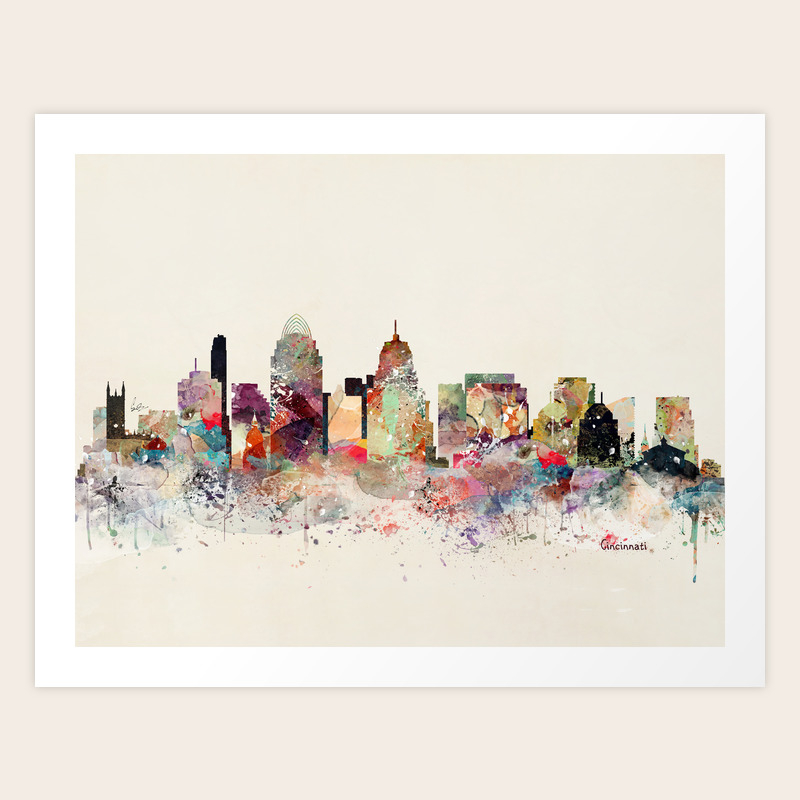 Cincinnati Skyline Art Print By Bribuckley Society6
